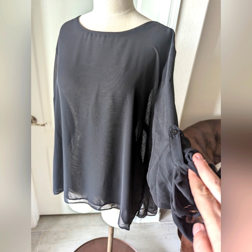 Jennifer Lopez Black Chiffon Blouse